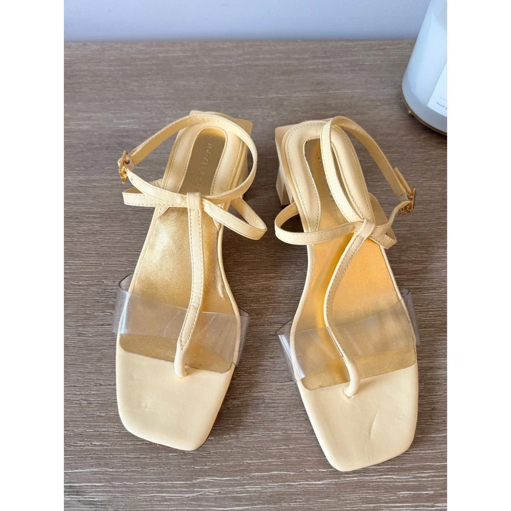 Tory Burch Lucite T-Heel Sandal Womens Pale Yellow Size 8M